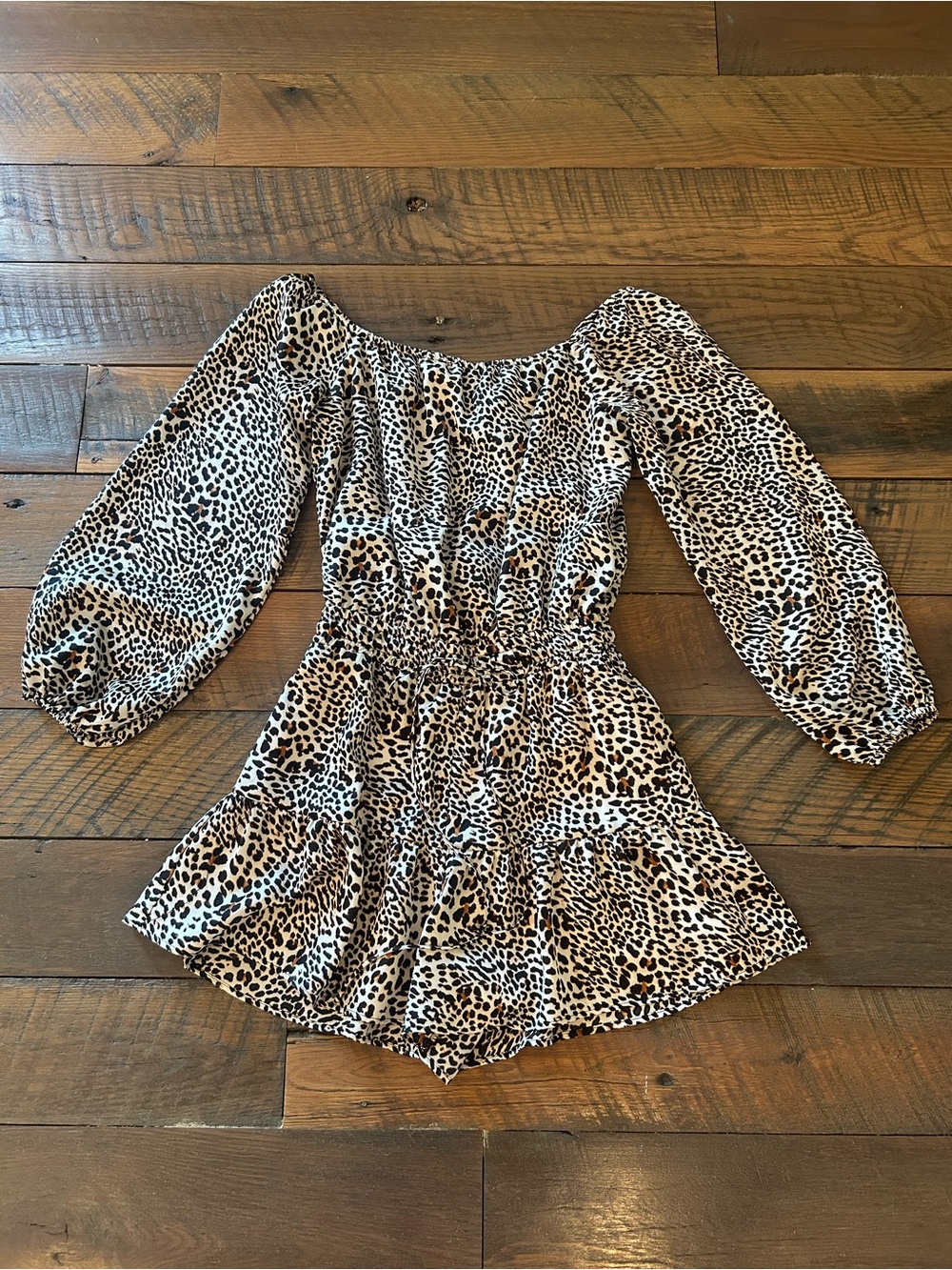 Leopard Print Long-Sleeve Romper